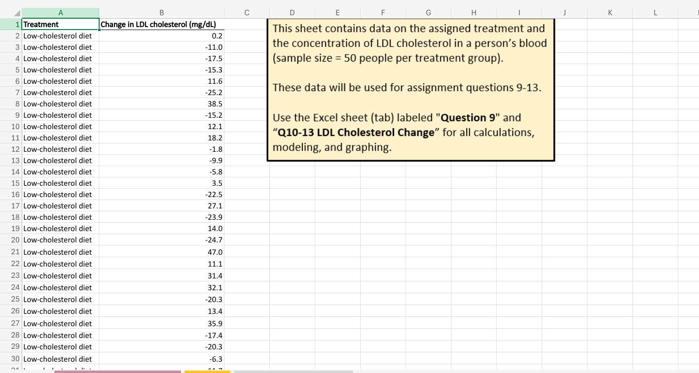 A B C D E F G H K L 1 Treatment Change in LDL