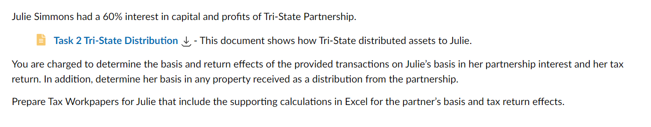 Julie Simmons had a 60% interest in capital and