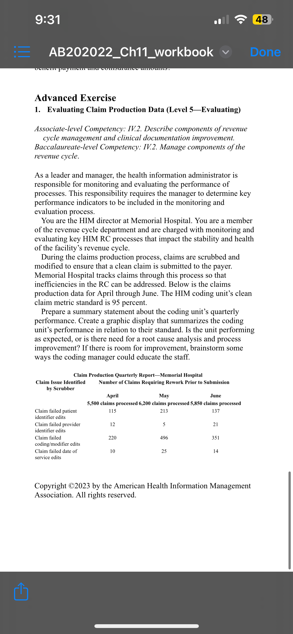 You are a member of the revenue cycle department