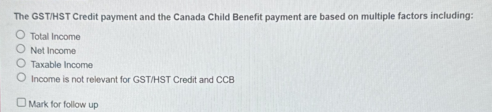 The GST/HST Credit payment and the Canada Child