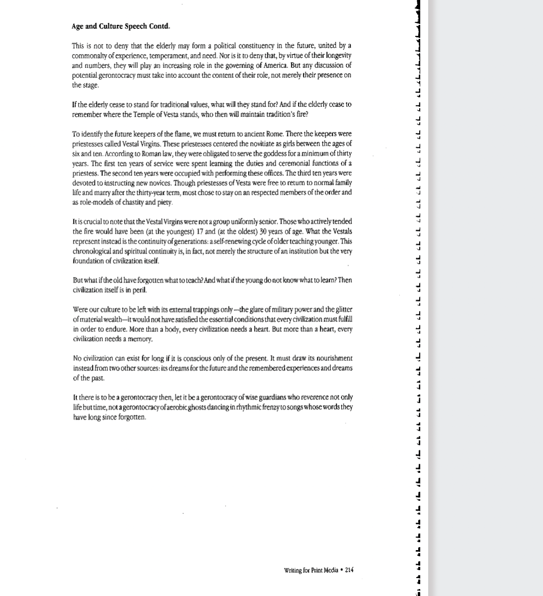 a speech story, "Age & Culture," on pages 213 &