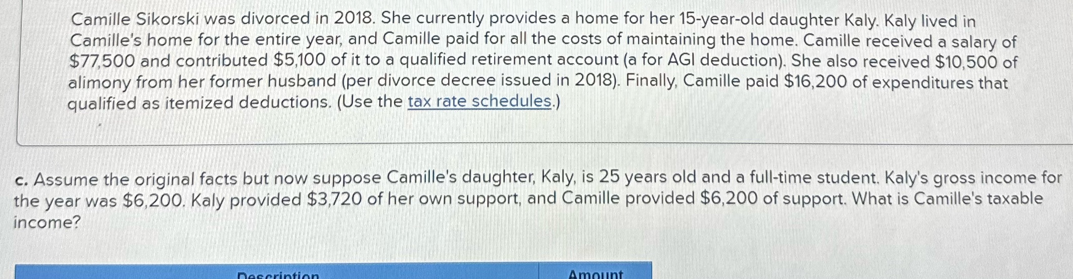 Use 2023 tax schedule Camille Sikorski was