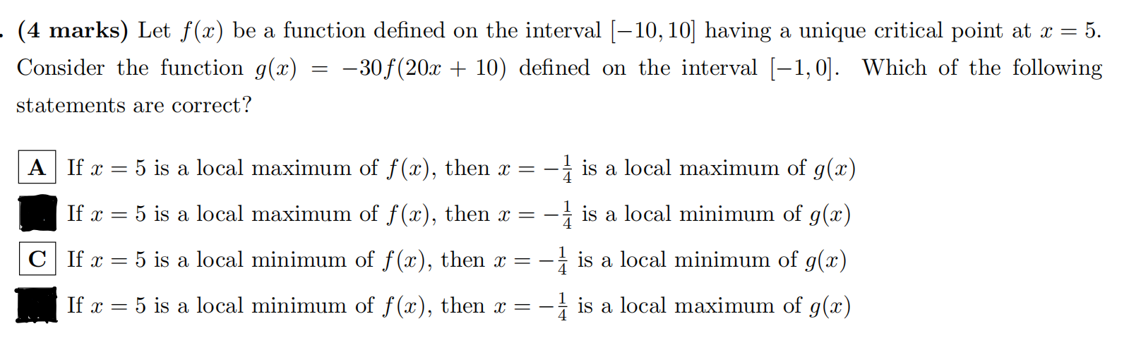 ans . (4 marks) Let f(x) be a function defined on