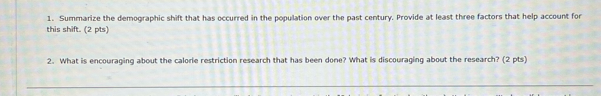 1. Summarize the demographic shift that has