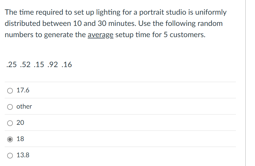 answer The time required to set up lighting for a