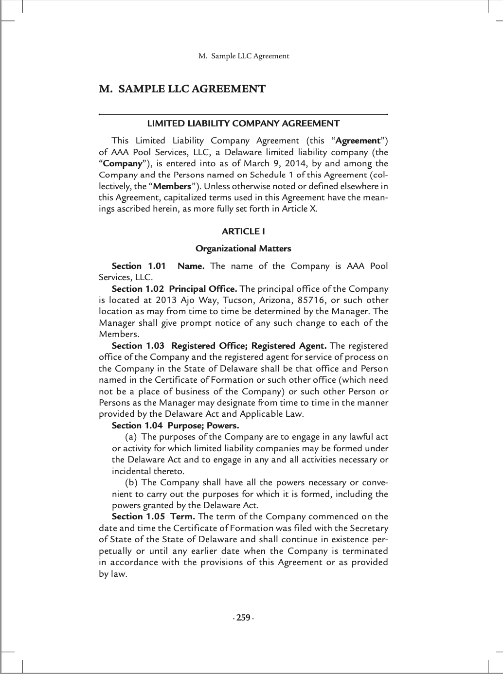 Exercise 6.1 Read the AAA Pool Services, LLC