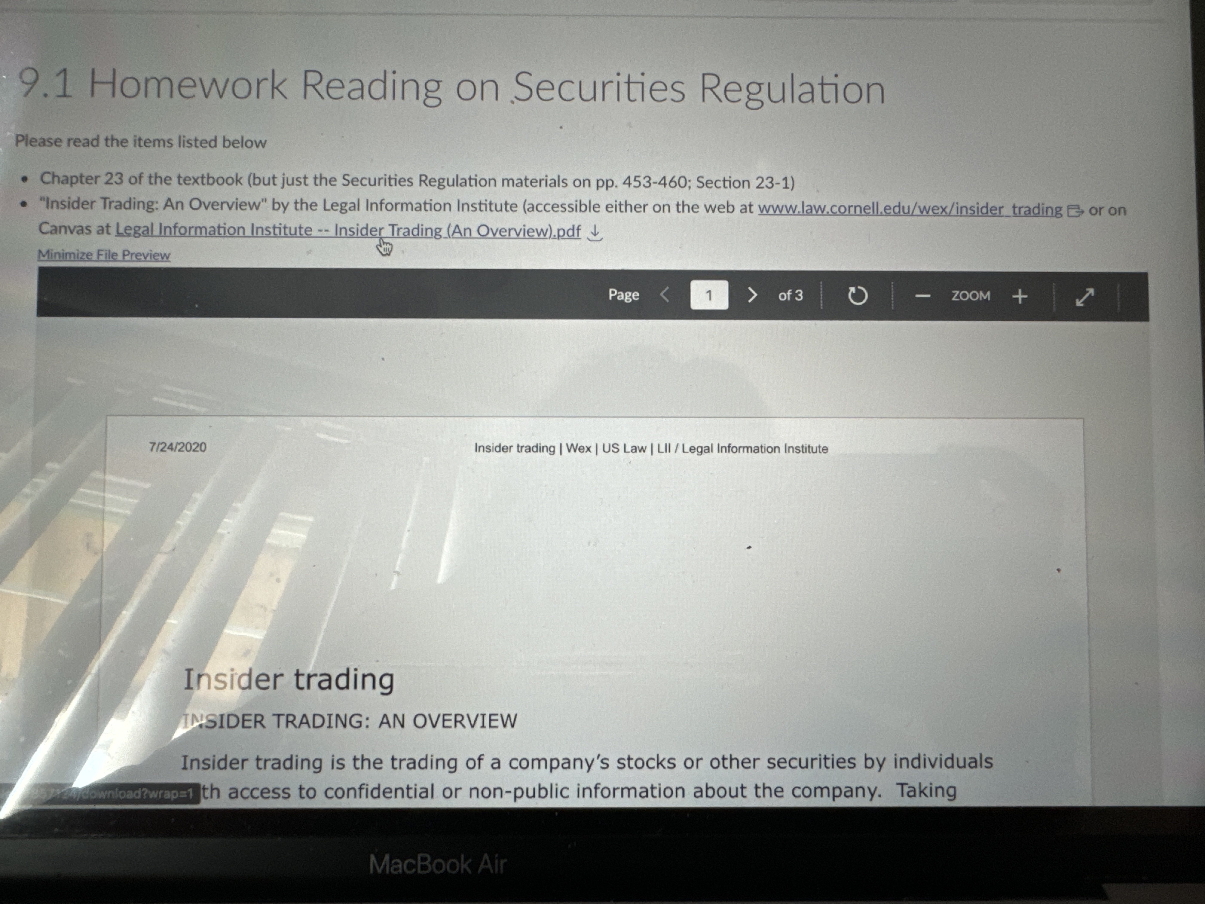 9.1 Homework Reading on Securities Regulation
