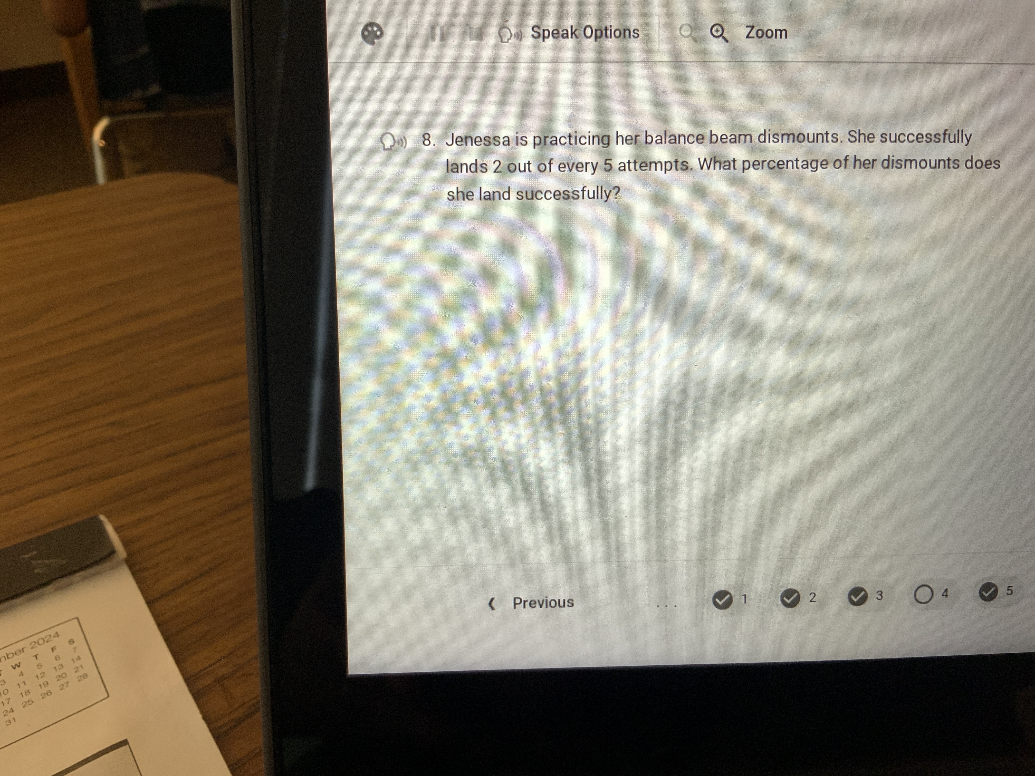 . @ i qj,'@ Speak Options @ Zoom (3 8. Jenessa is