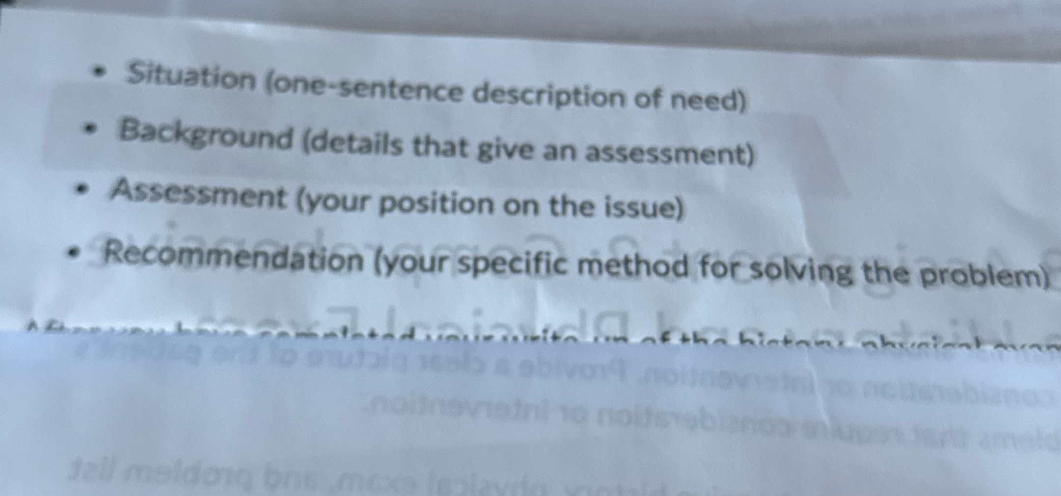 SBAR report for a patient with a chief complaint