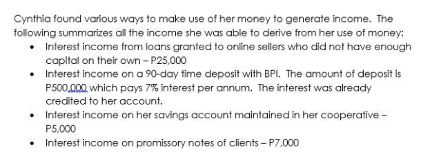 1. Cynthia found various ways to make use of her