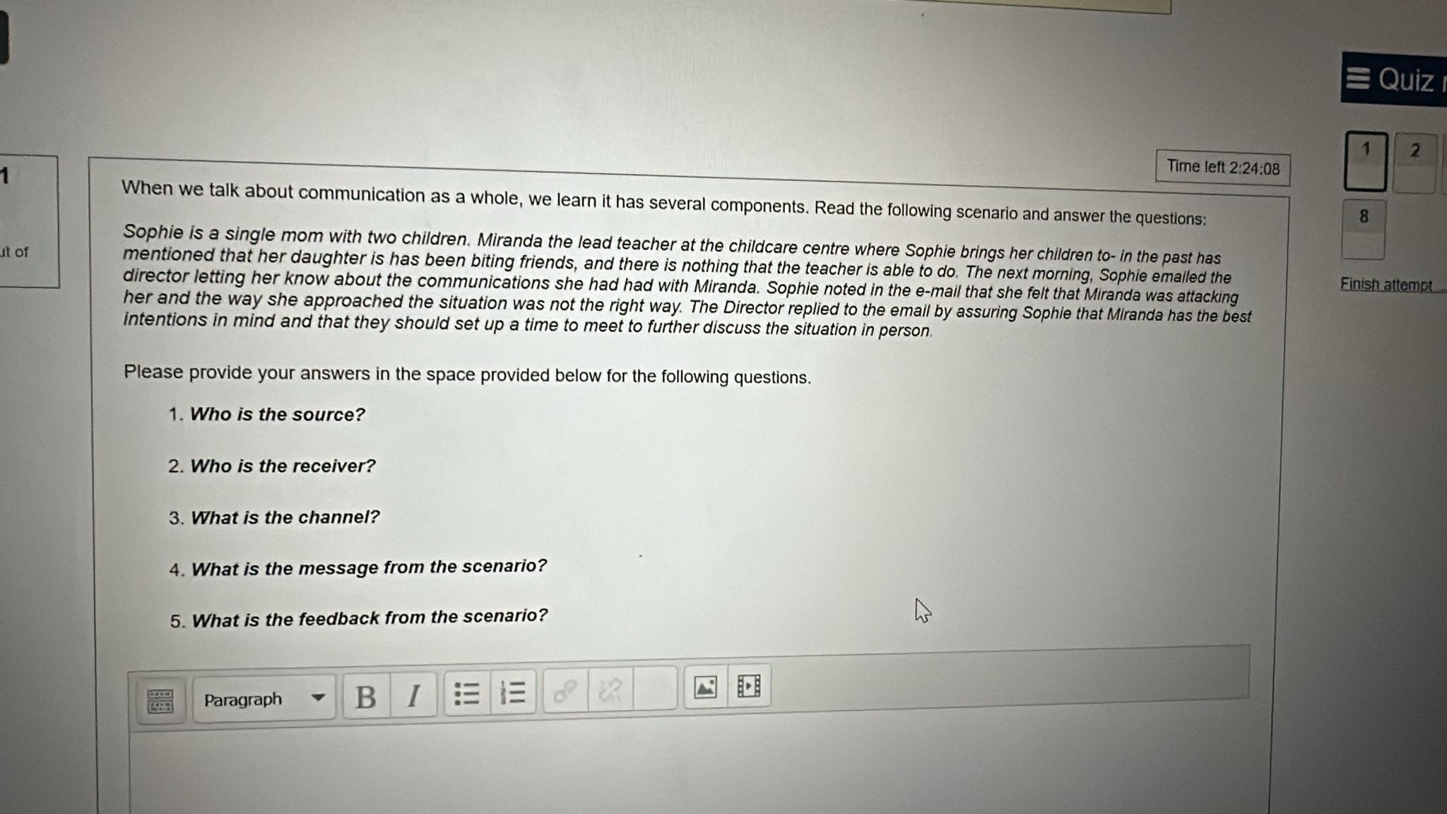 ANSWERS Quiz 2 Time left 2:24:08 When we talk