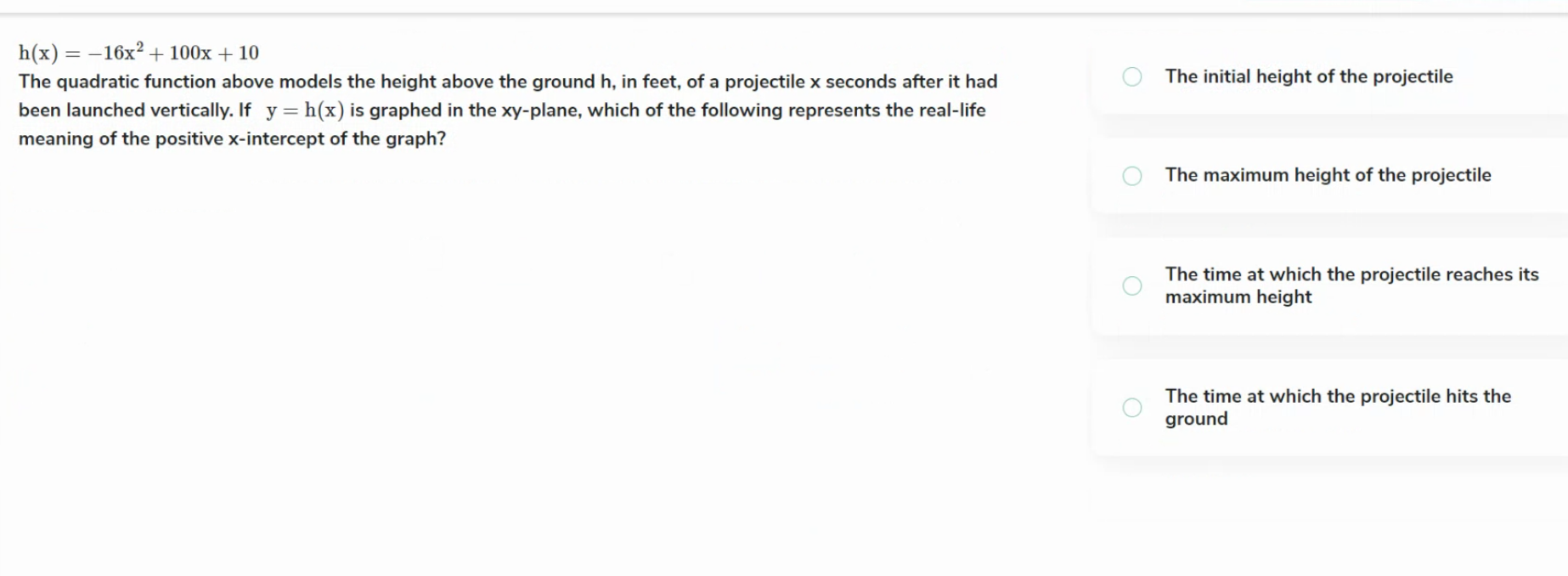 answer h(x) = 16x? + 100x + 10 The quadratic