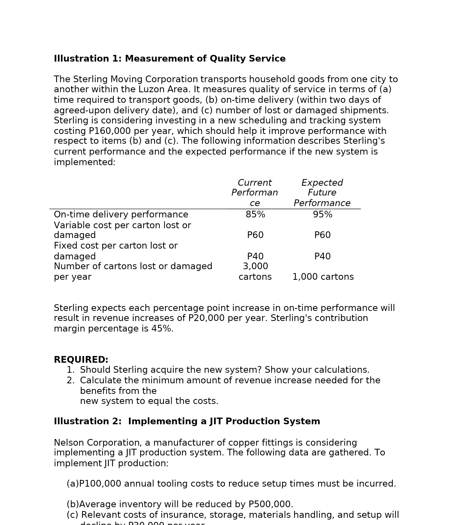 Illustration 1: Measurement of Quality Service