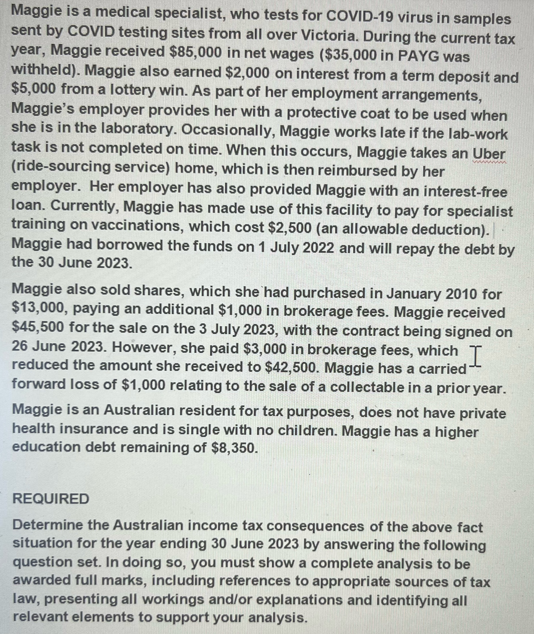 calculate Maggie's net capital gain Maggie is a