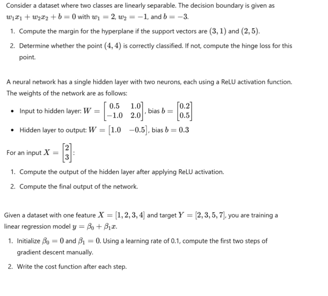 Consider a dataset where two classes are linearly
