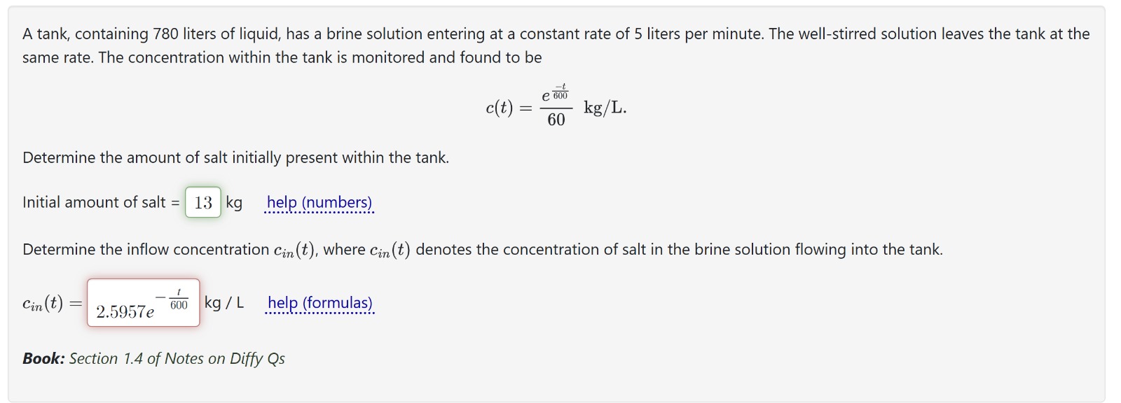 A tank, containing 780 liters of liquid, has a