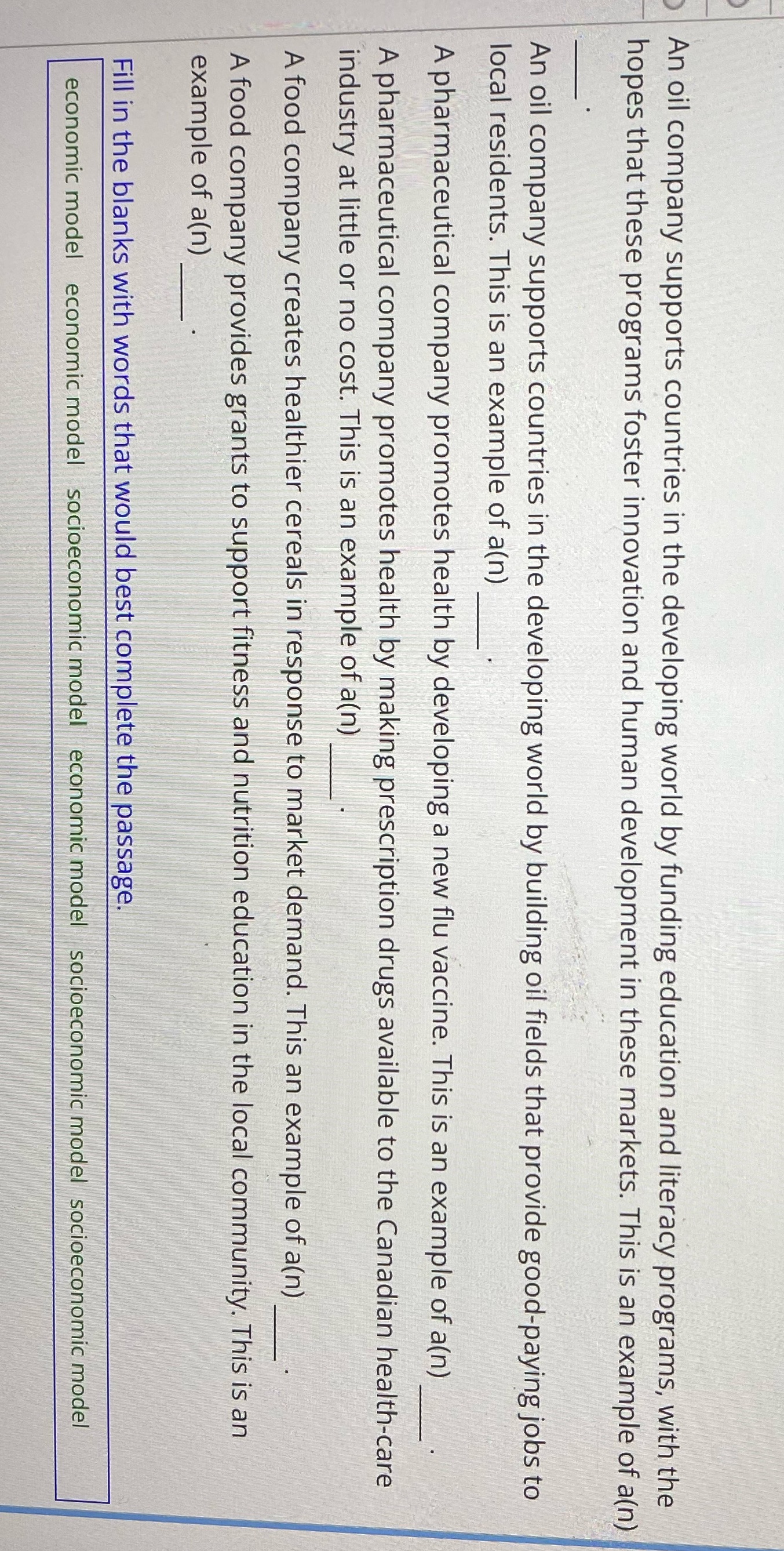 An oil company supports countries in the