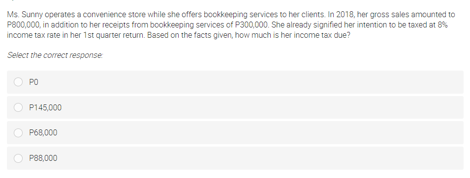 In computing for the optional standard deduction