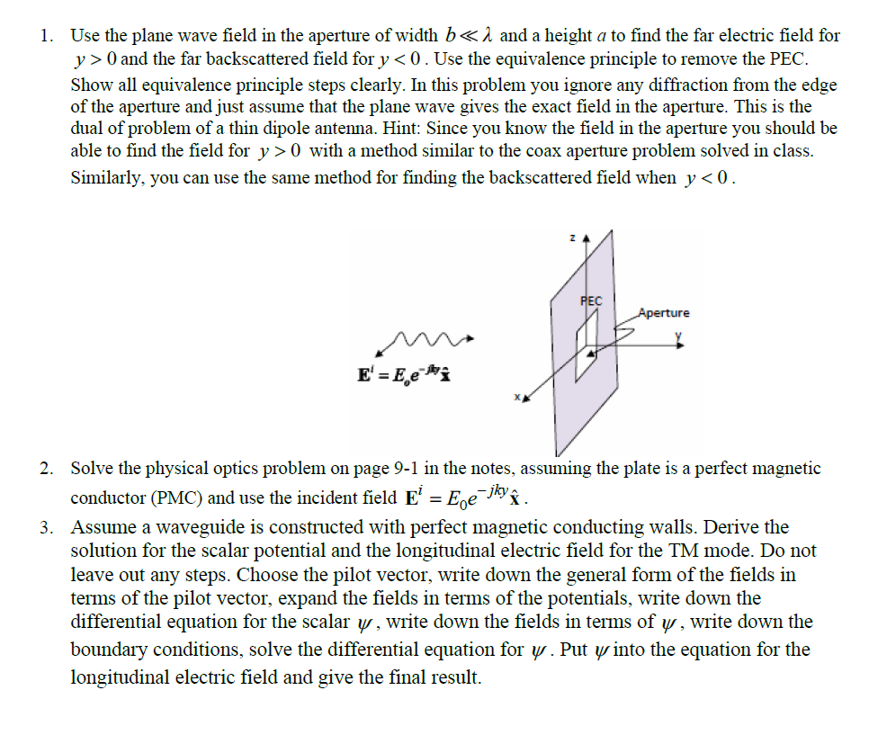 1. Use the plane wave field in the aperture of