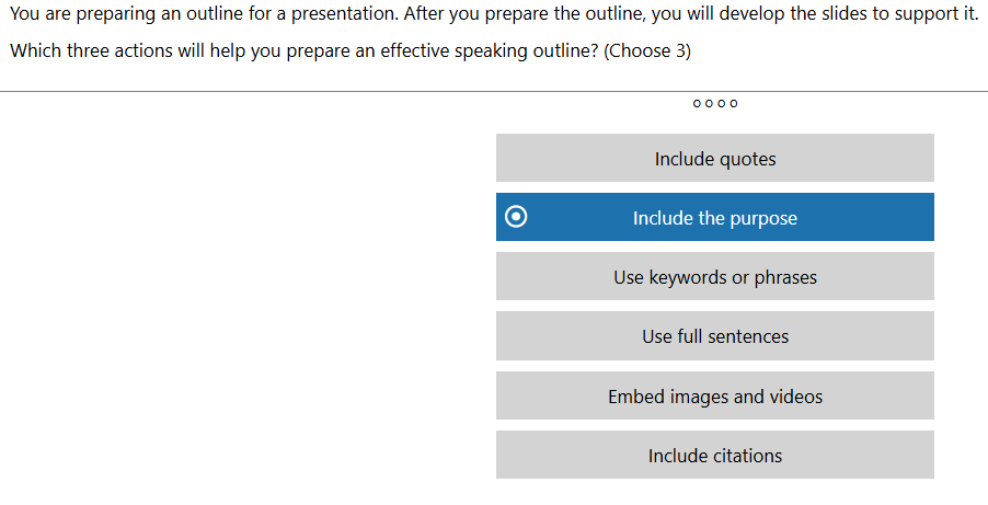 answer You are preparing an outline for a