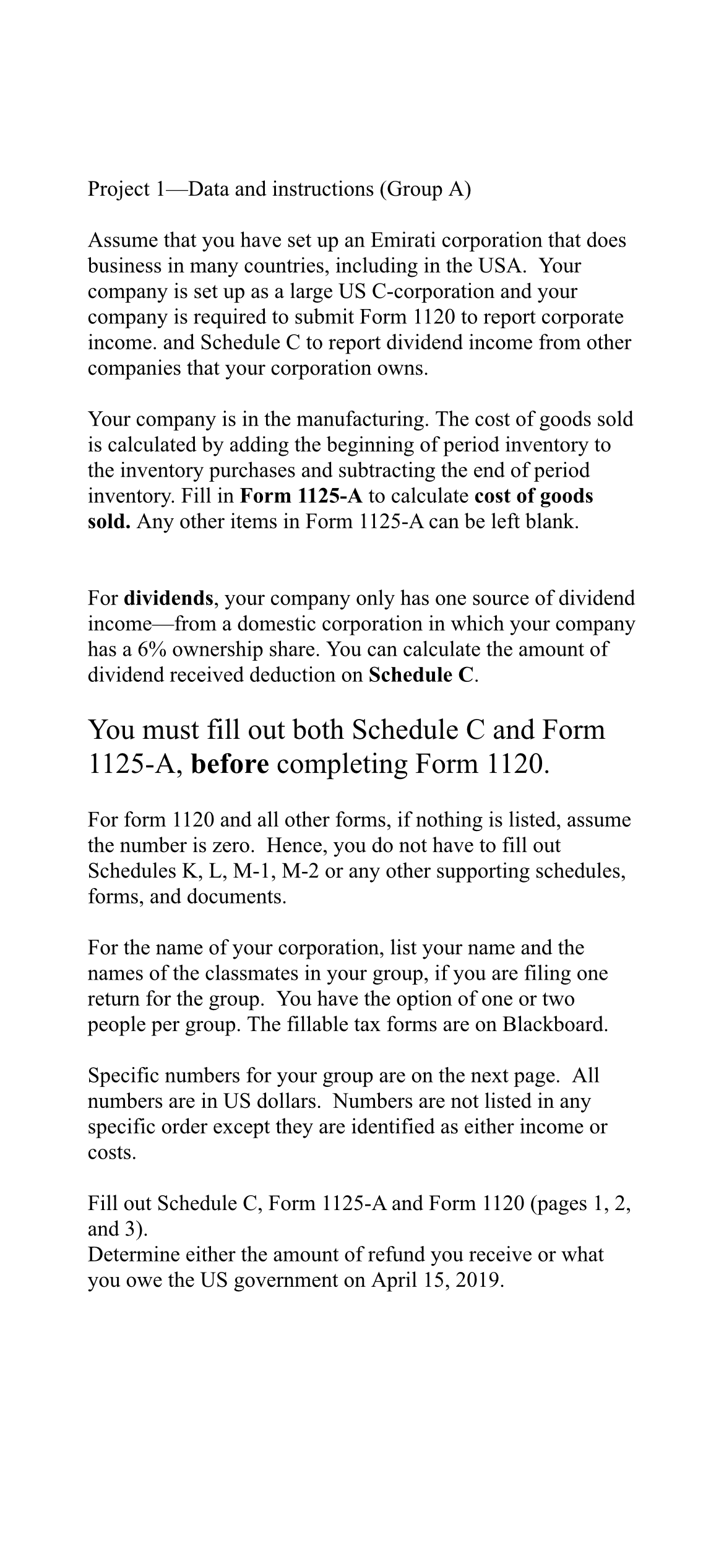 Form 1125-A (Rev. 11-2018) Page 2 Specific