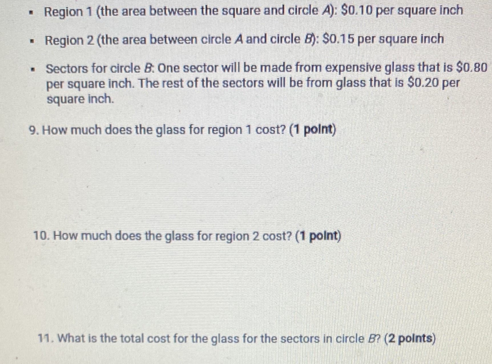 . Region 1 (the area between the square and