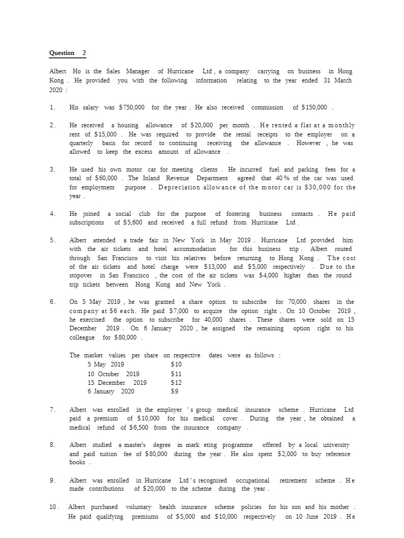 Q'llE'SDD 2 Albert Ho is the Sales