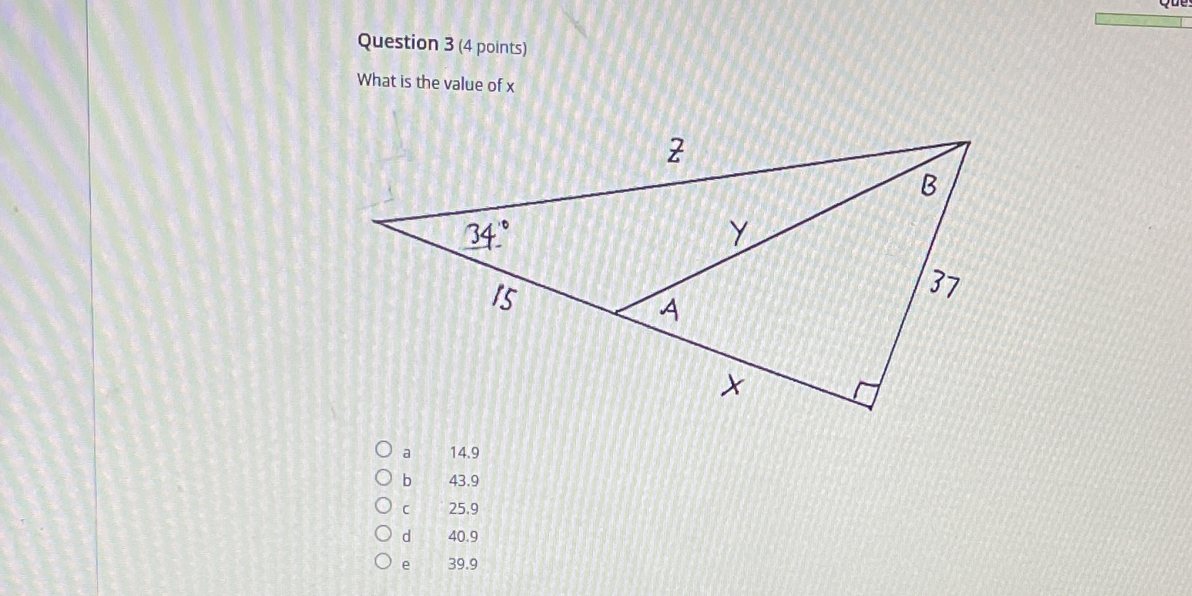 Question 3 (4 points) What is the value of x B