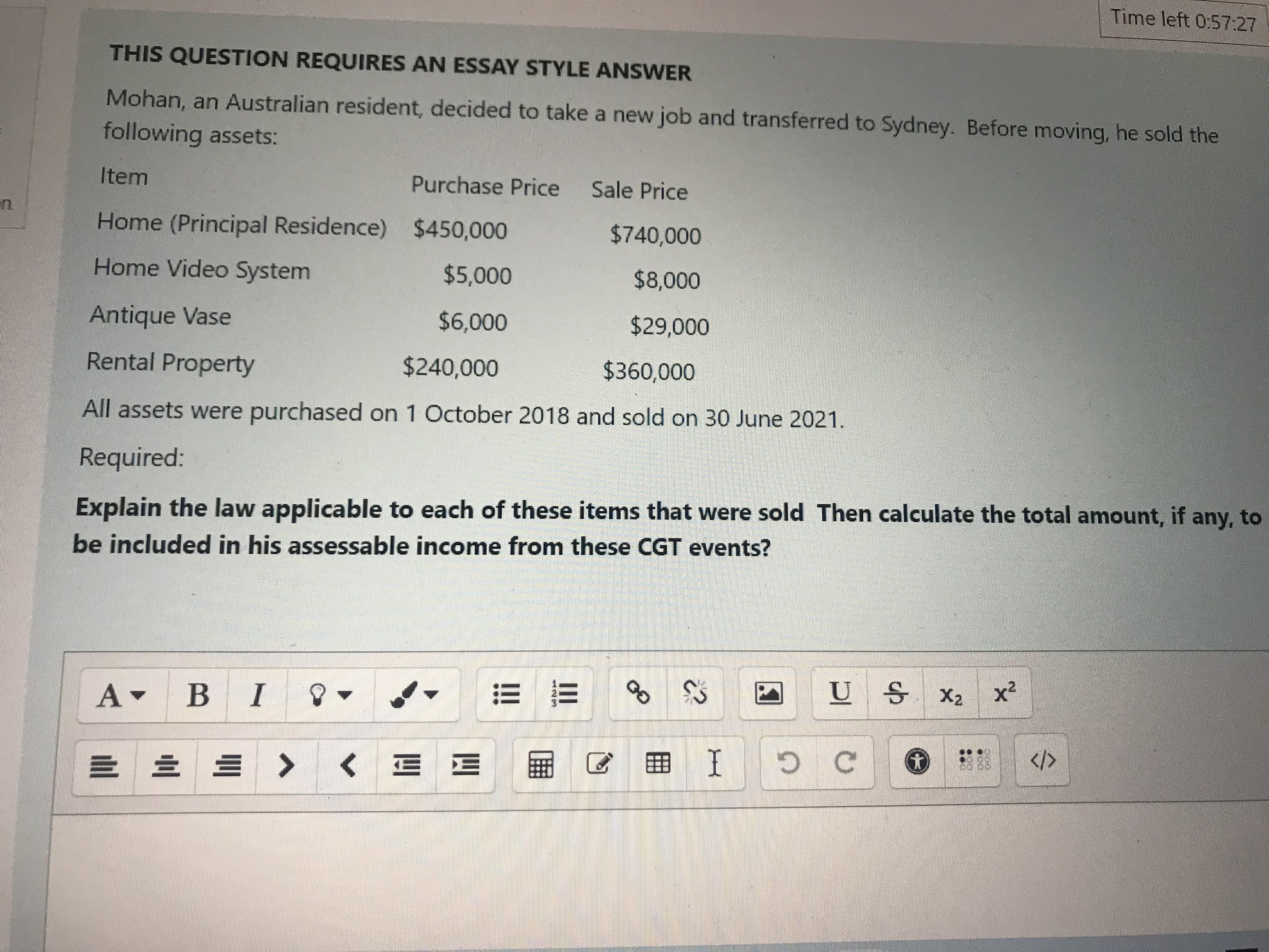 Time left 0:57:27 THIS QUESTION REQUIRES AN ESSAY