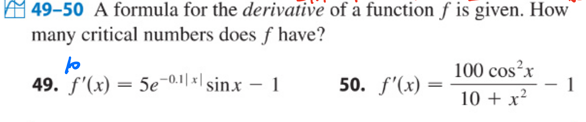 solve 49-50 A formula for the derivative of a