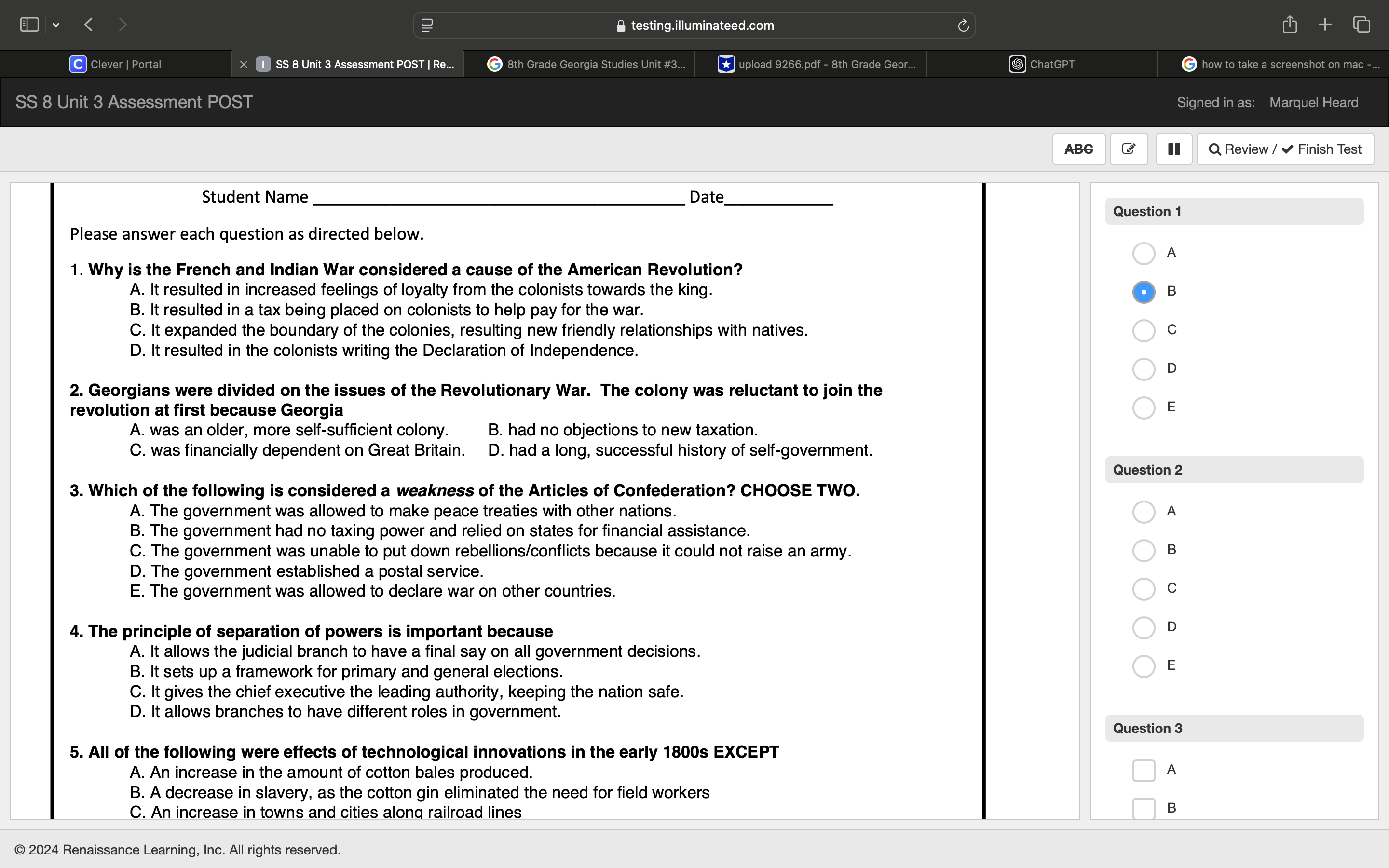 @ testing.illuminateed.com SS 8 Unit 3 Assessment