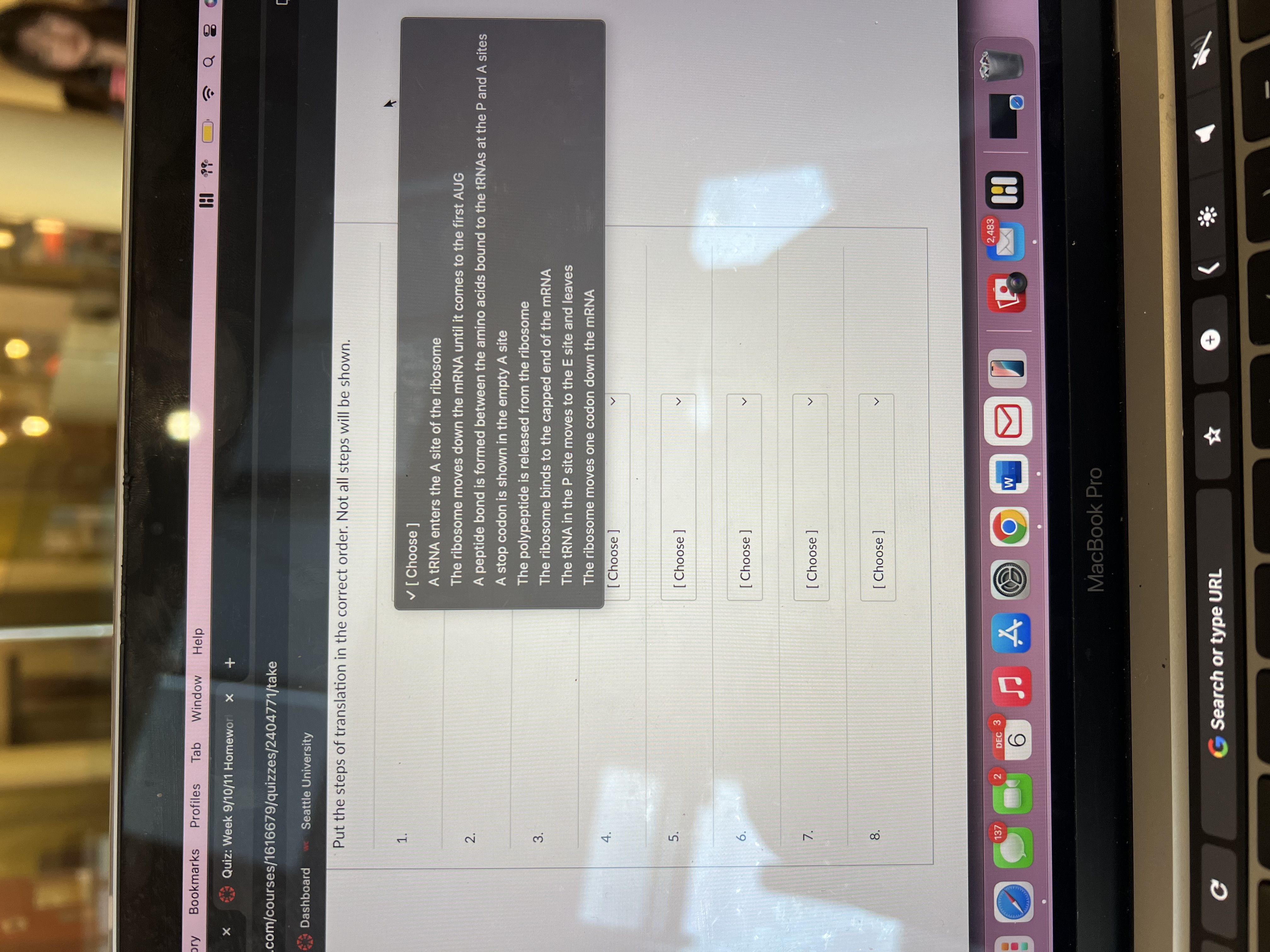 Dry Bookmarks Profiles Tab Window Help Quiz: Week