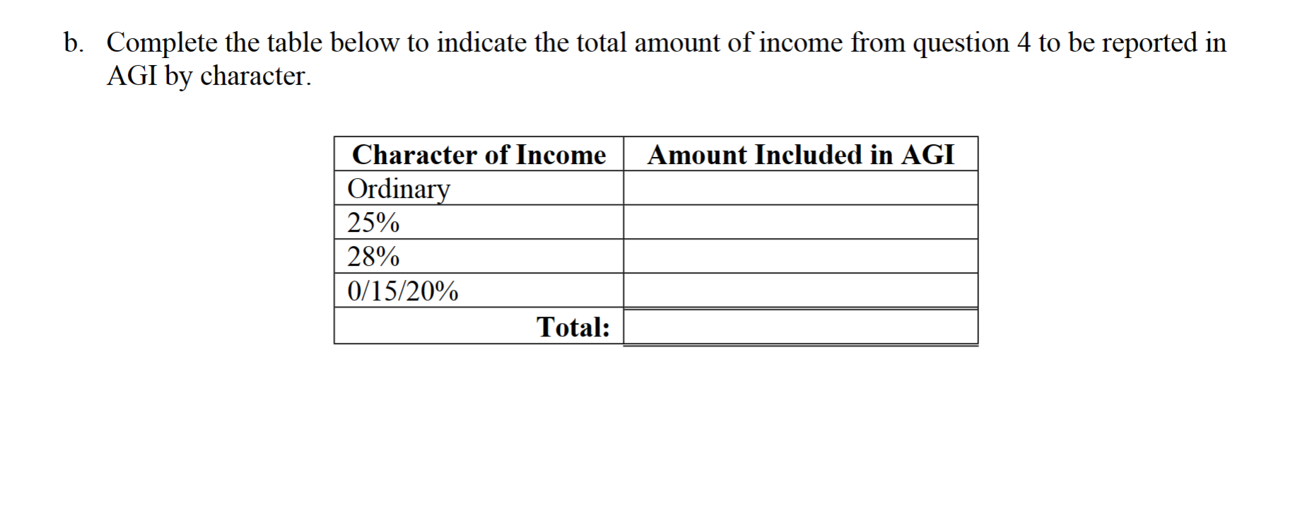 a. Calculate the recognized gain/loss for each