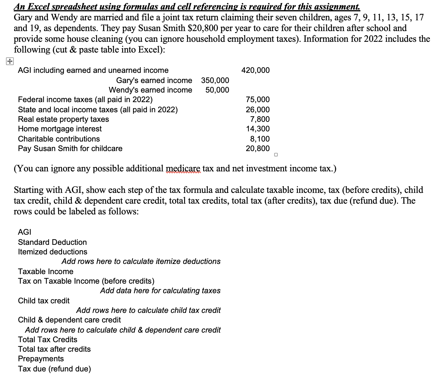 An Excel spreadsheet using formulas and cell