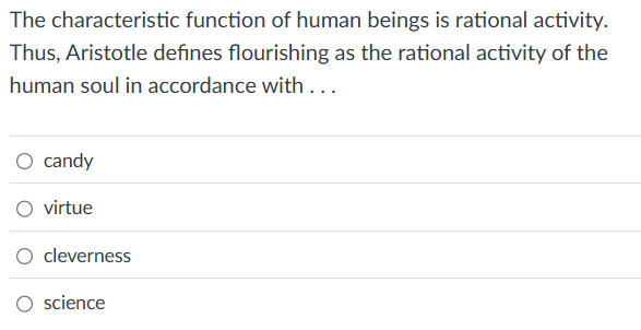? The characteristic function of human beings is