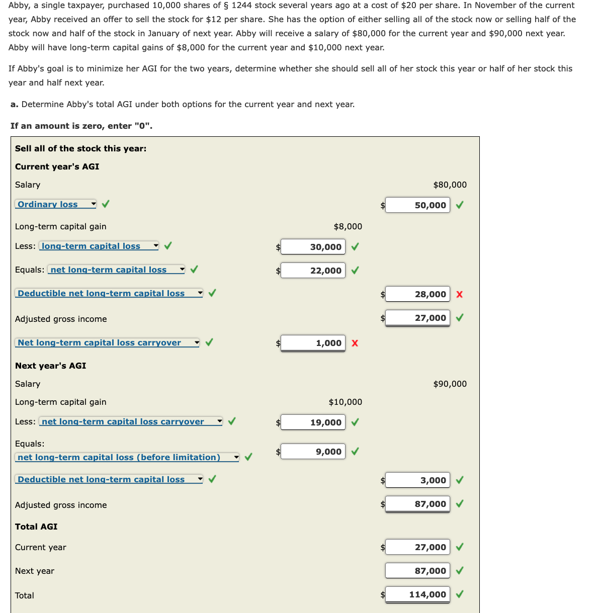 Abby, a single taxpayer, purchased 10,000 shares