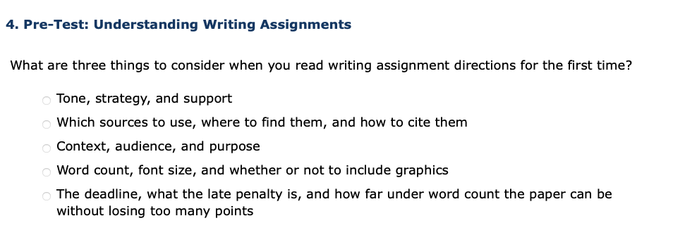 answer 4. Pre-Test: Understanding Writing