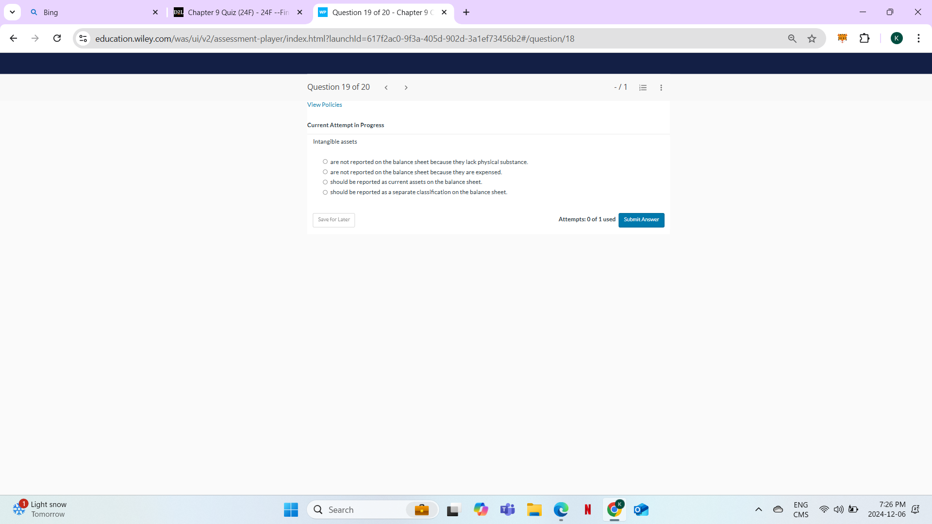 ANSWER Q Bing X D2L Chapter 9 Quiz (24F) - 24F
