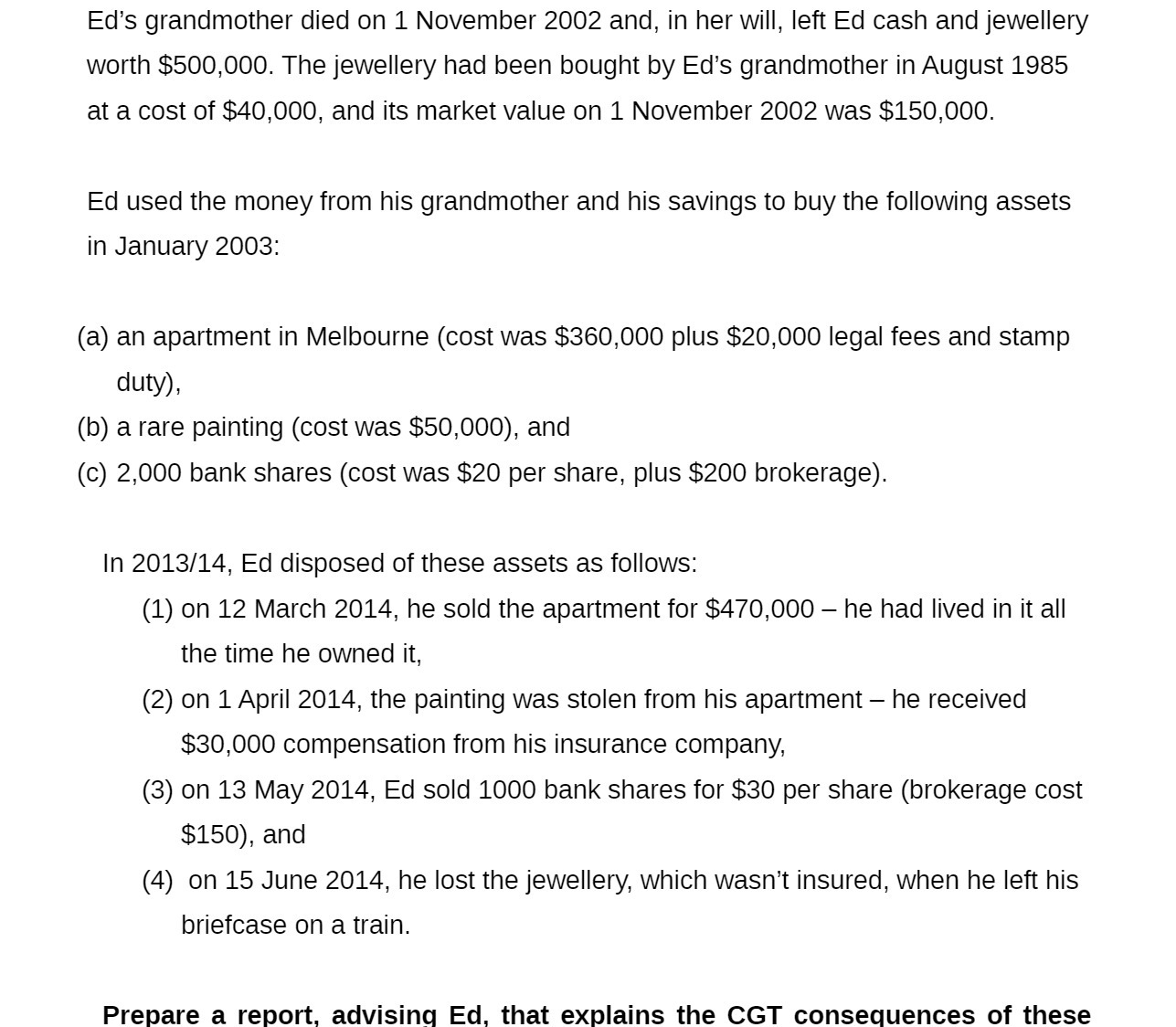 Ed's grandmother died on 1 November 2002 and, in