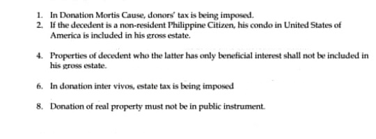 True or False (About Transfer Taxes in the