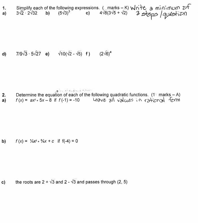Simplify each of the following expressions. (