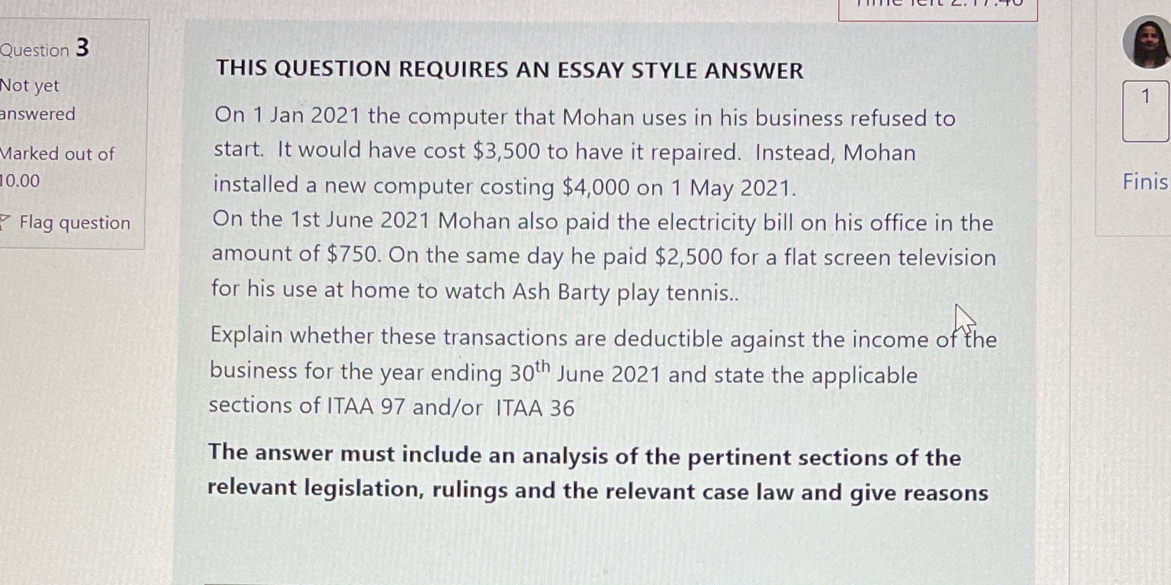 Question 3 THIS QUESTION REQUIRES AN ESSAY STYLE