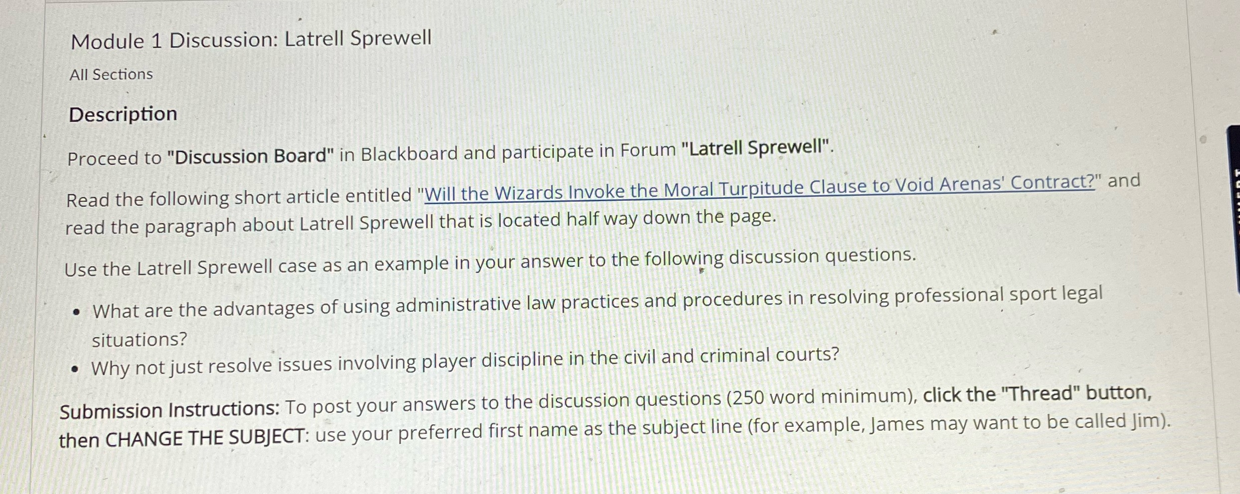 Module 1 Discussion: Latrell Sprewell All