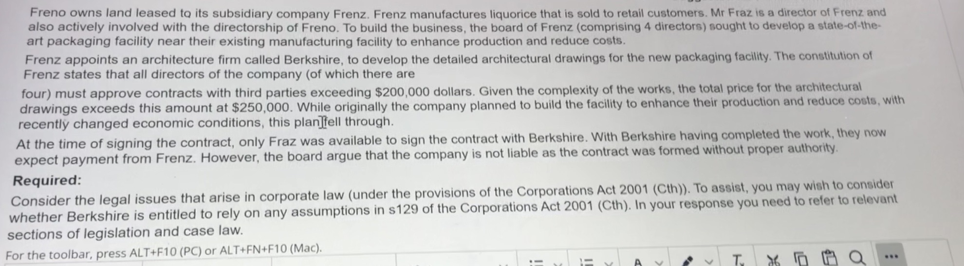 Freno owns land leased to its subsidiary company