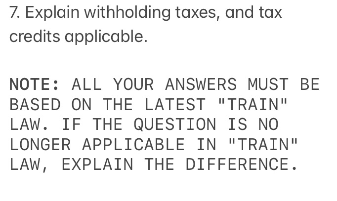 INCOME TAXATION | Answer the following with NO