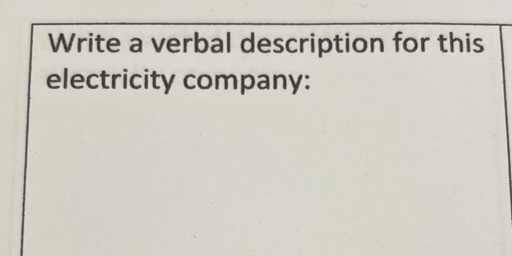 Write a verbal description for this electricity