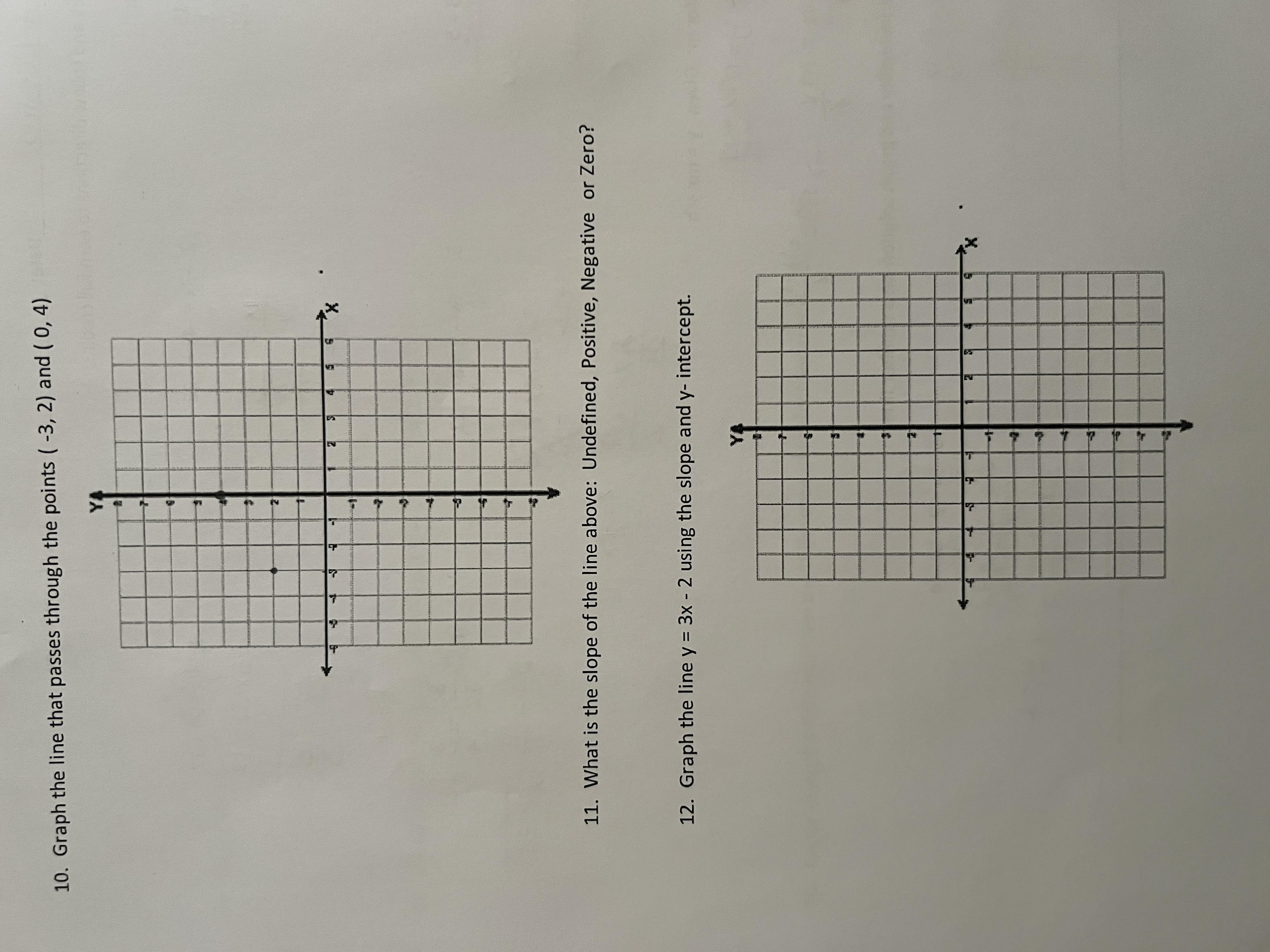 Z 10. Graph the line that passes through the