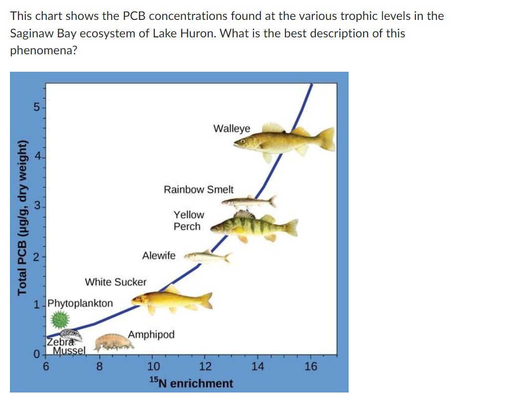 This chart shows the PCB concentrations found at