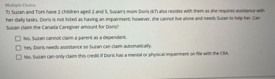 CANADIAN TAX LAW RELATED ANSWERS ONLY!! pick the