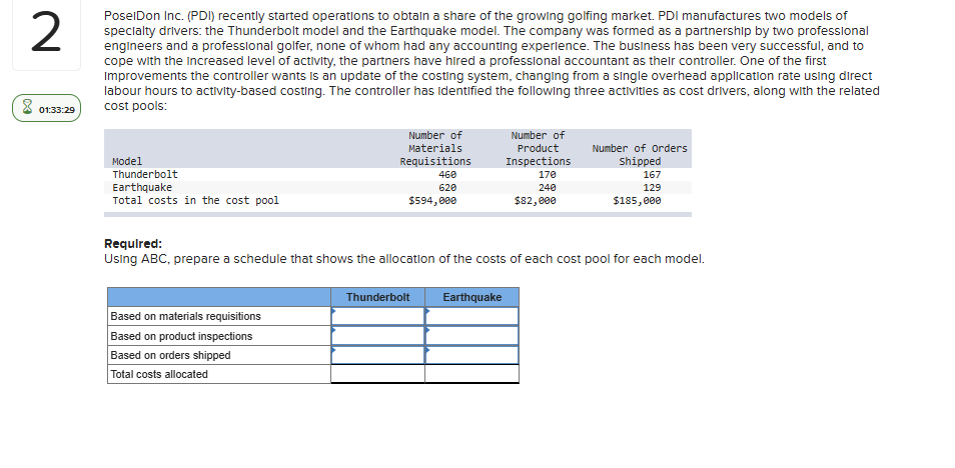 help me solve this 2 PoselDon Inc. (PDI) recently